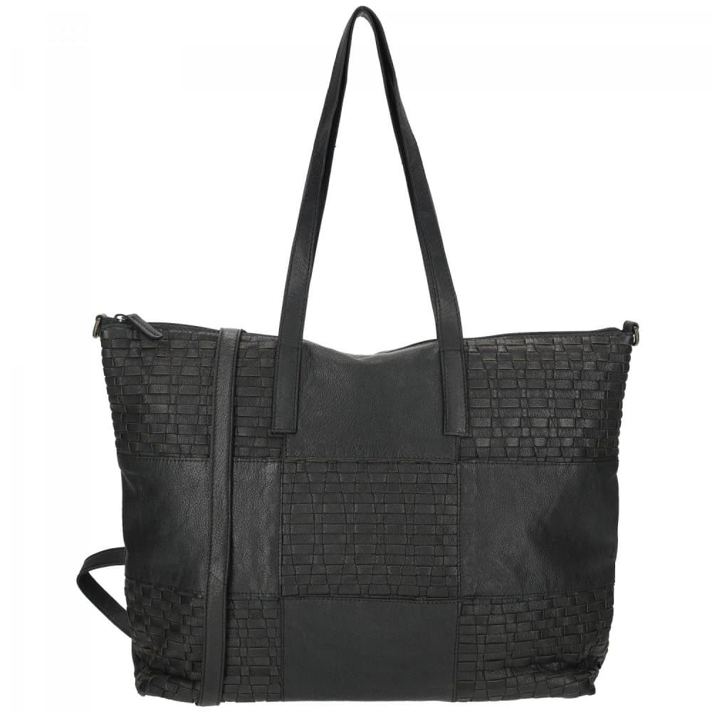 Proplétaná velká kožená shopper kabelka Enrico Benetti Sicily 89033-001 černá
