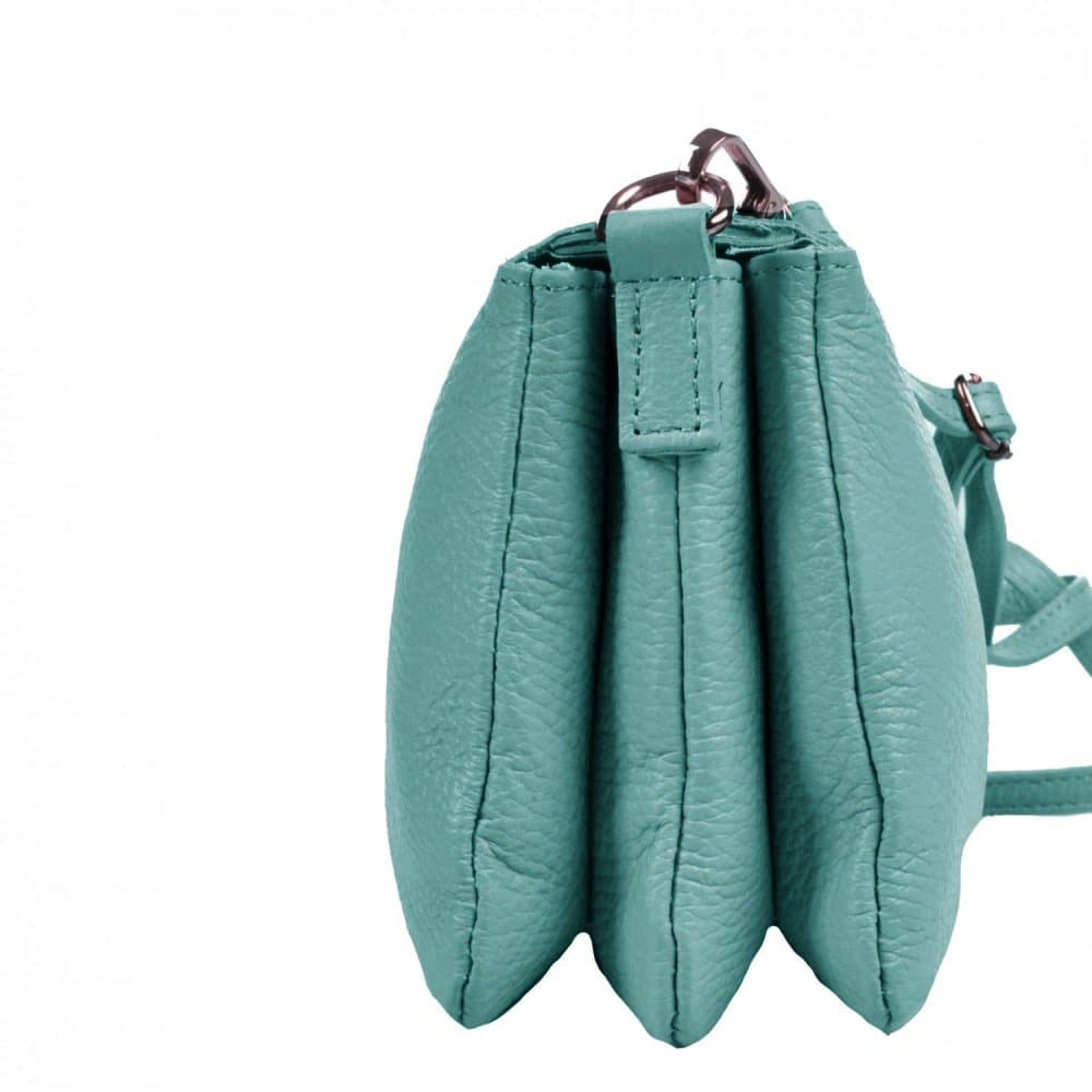 Menší kožená crossbody kabelka 5474 tyrkys - náhled 4