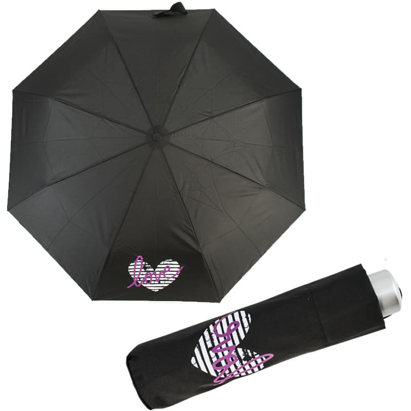 Dívčí skládací odlehčený deštník Mini Light Kids 722165KN-01 černý LOVE